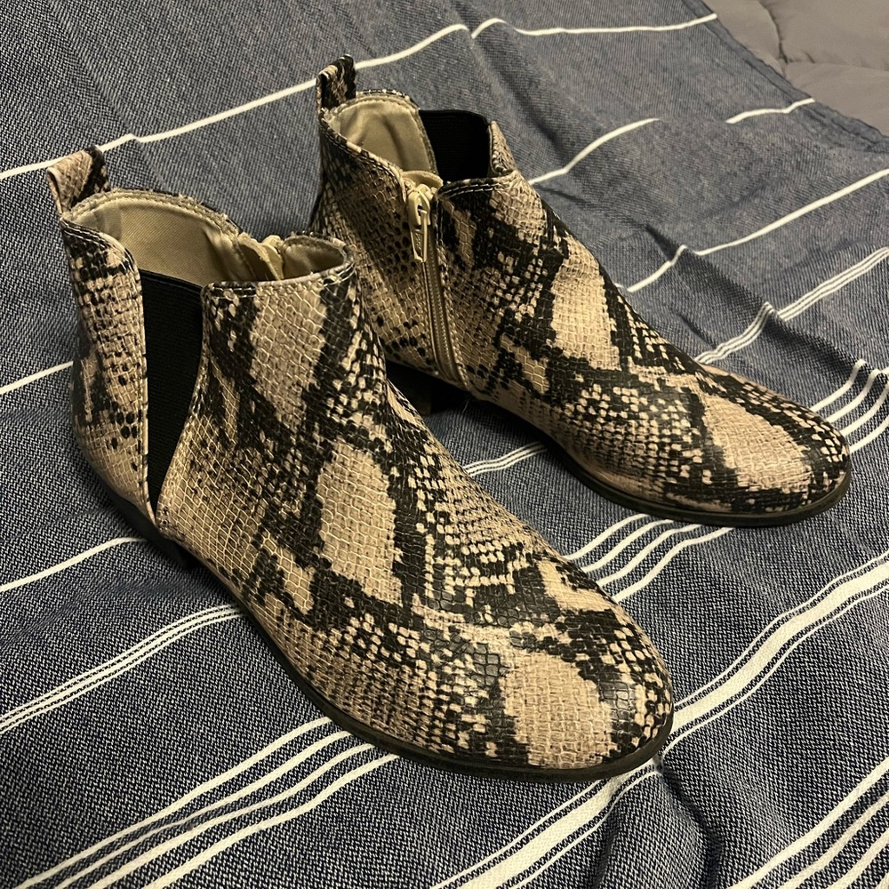 SO Snake Print Ankle Boots